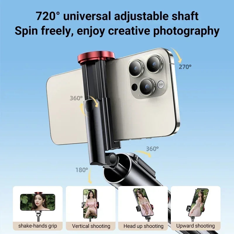 Selfie Stick 1.1 M Ultra Long Stretch Portable Phone Holder Integrated Design Bluetooth Remote With Fill Light Tripod Stand For