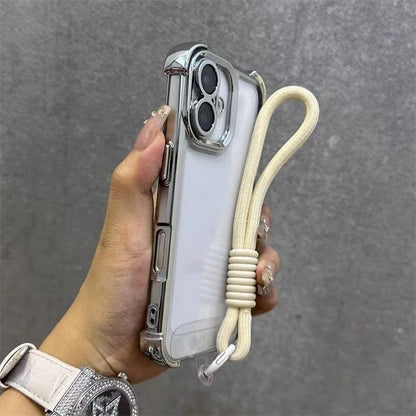 For Vivo S50 S30 Pro mini Y500 Pro Y50 Y31 2025 Y300 GT Y21D VivoY500 Plating Frame Casing With Strap Rope Shockproof Back Cover