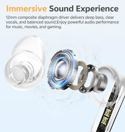 QCY HT21 Wireless Earphones Melobuds N65 -60dB AI Adaptive ANC Earbuds Bluetooth 6.0 LDAC Hi-Res Audio 8 Mics 50Hrs Headset