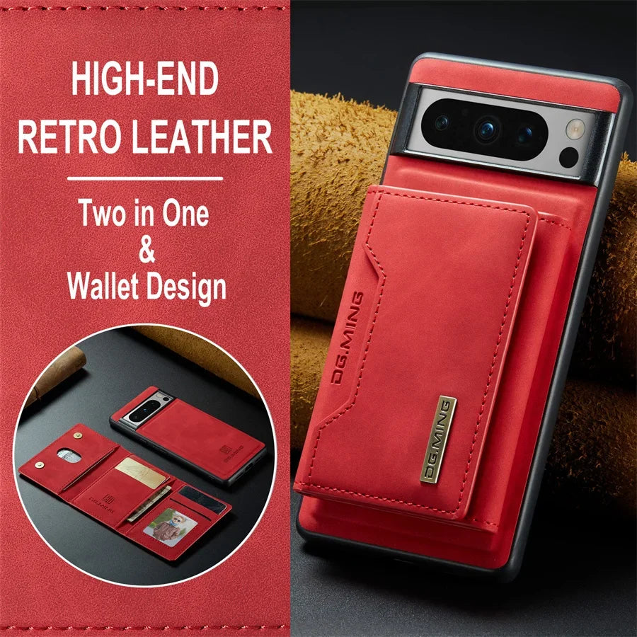 Luxury Magnetic Leather Wallet Case for Google Pixel 9 Pro 8 7 7A 6 6A Fold Pixel9 XL Pixel7 Kickstand Credit Card Holder Cover