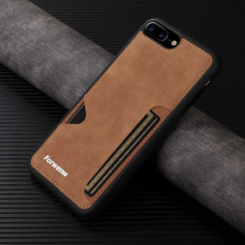 Retro Card Holder Phone Case for iPhone 18 17 16 15 14 13 12 11 Pro Max 17E Air XS XR SE 7 8 Plus Busines Wallet Leather Cover