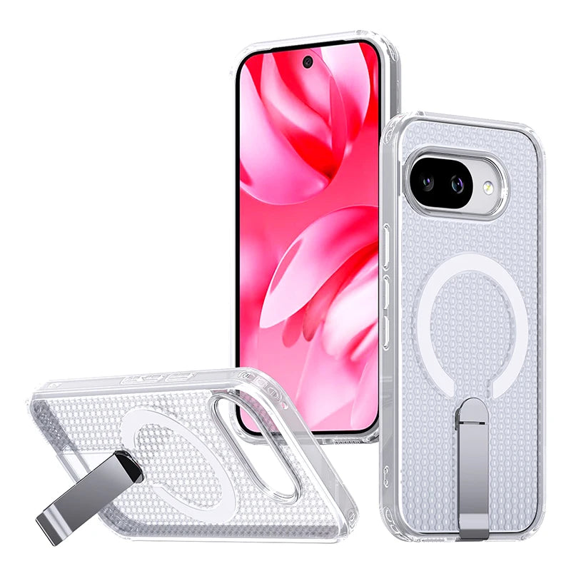 Magnetic Bracket Cooling Shockproof Phone Case For Google Pixel 10 9 Pro XL 10A 9A Mesh Ventilation Wireless Charging Phone Case