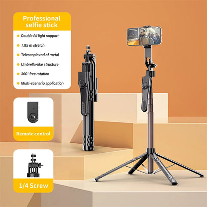FANGTUOSI Long 185cm 360 Rotation Stabilizer, Selfie Stick Tripod for Smartphone Camera With Bluetooth Shutter for Live Video