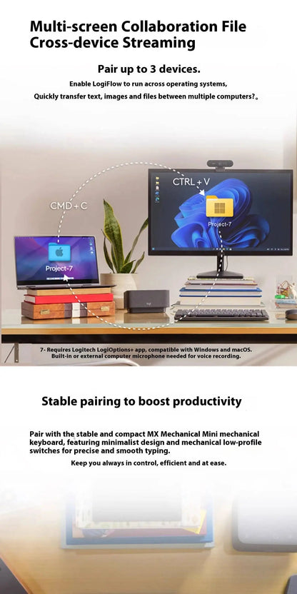 Logitech MX Anywhere 3S Wireless Ergonomic Mouse, 8000 DPI Darkfield, MagSpeed, Logitech Flow, 10m Range, USB-C, Multi-Device
