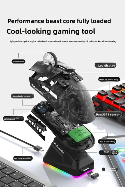 X11PRO Wireless Gaming Mouse, Tri-Mode Bluetooth+2.4G+wired,65g Lightweight, PAW3311 Sensor, 12000 DPI