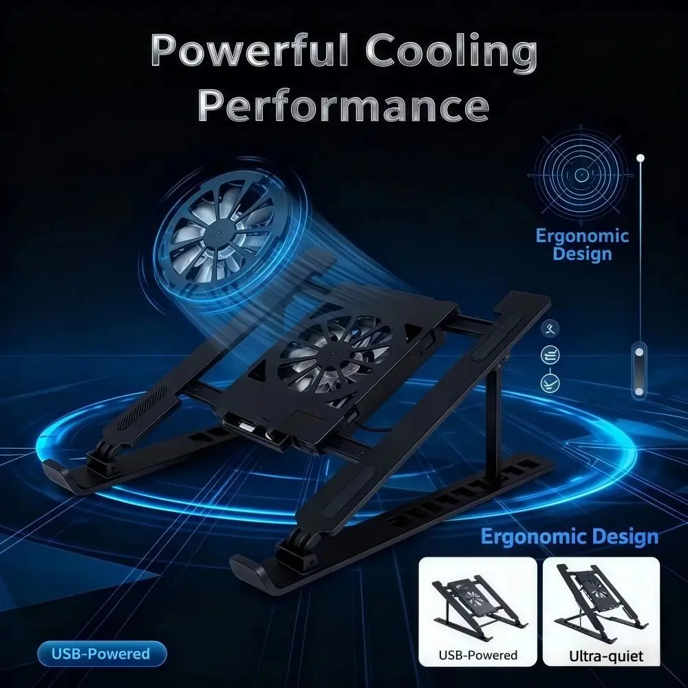 Universal Laptop Cooling Stand Adjustable with Fan Laptop Lift Stand Multi-High Adjustment Portable TabletPC Hanging Holder