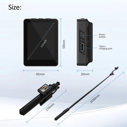 2in1 Selfie Stick Tripod Screen Sharing Device with Remote Aluminum Alloy Phone Tripod Bluetooth Remote and 270°Rotation Stand
