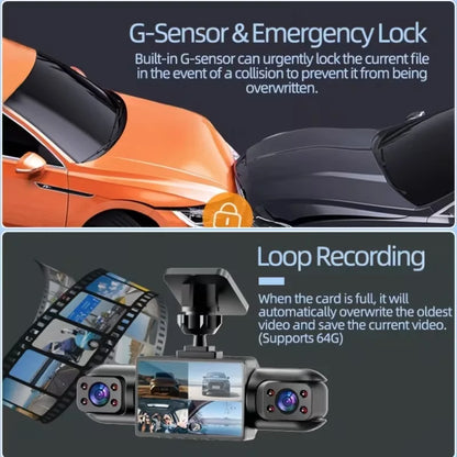 3/4CH Dash Cam, 1080P Multi Lens, 2" IPS Screen, IR Night Vision, 24H Parking Motion Detection