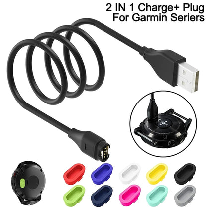 USB Watch Charger Cable For Garmin Fenix 7 7S 7X 6 6S 6X 5 5S 5X Forerunner 945 935 245 255 Charging Dock With Dust Plug Cover