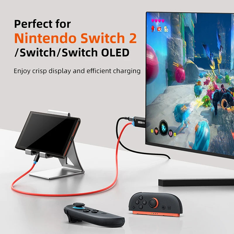 CABLETIME Switch 2 Dock Station Portable TV Dock 4K144Hz USB C to HDMI Cable  PD 100W Adapter Prefect Switch 2/1 OLED for PS4/5