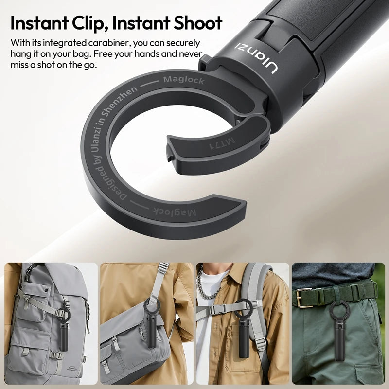 Ulanzi MT71 Magnetic Mini Selfie Stick Telescoping Pole Phone Handle Desktop Tripod for iPhone 17 16 15 14 Android for Travel