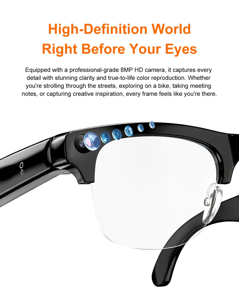 OnePlus Smart Glasses 800W Pixel 4KHDCamera Remote Control Touch Voice Translation Bluetooth Call Video Recording Music Sunglass