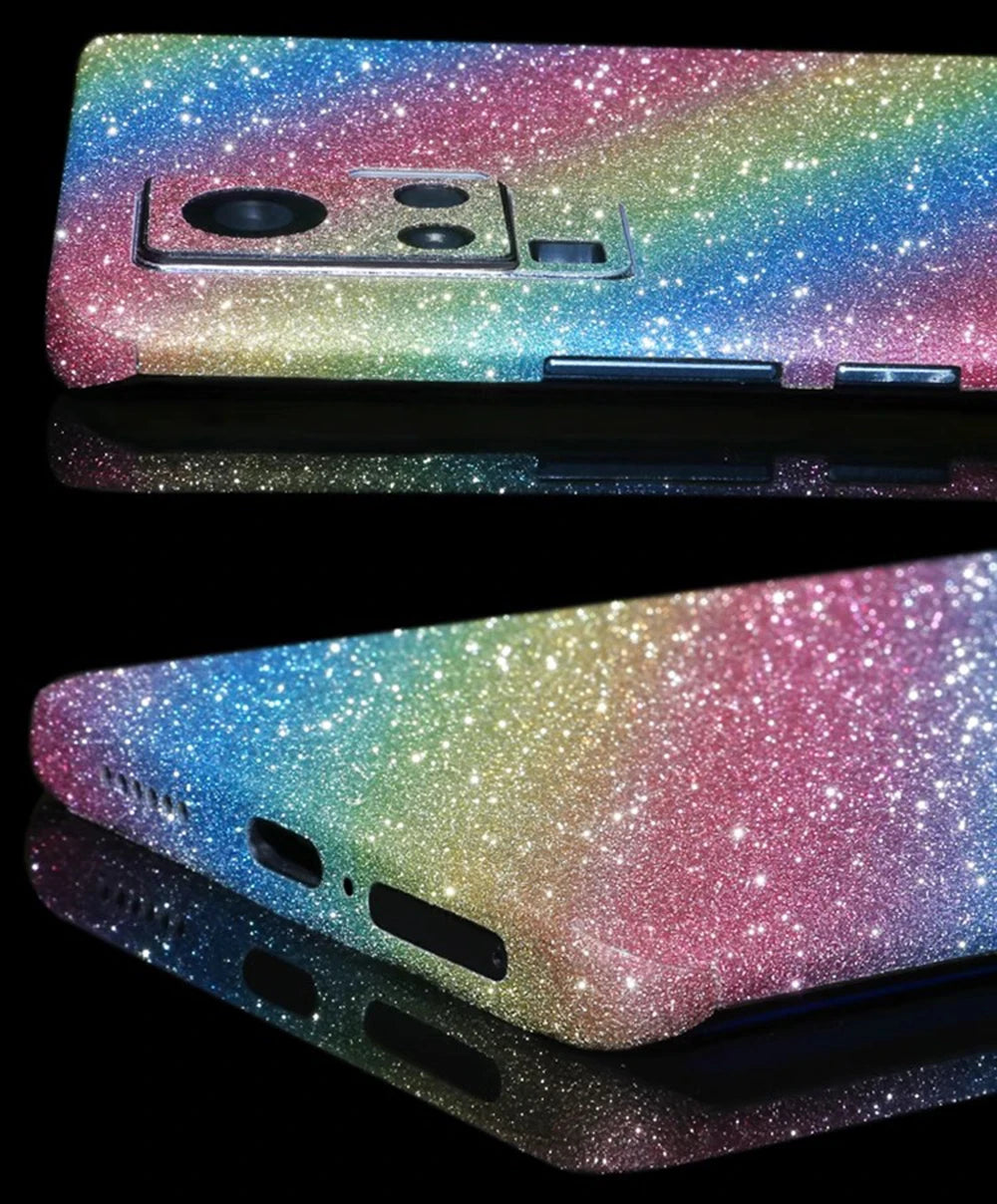 FONLYU 50PCS Bling Glitter Back Skins For iPhone Universal Decorative Rear Stickers For Screen Protector Film Cutting Machine