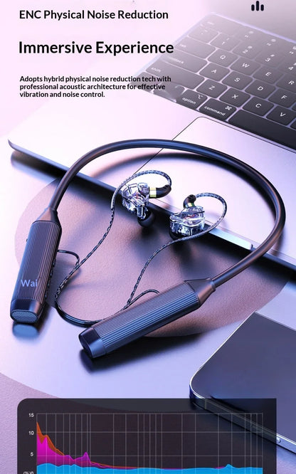 In-Ear Comfortable Wear Earphone Neck-hung Wireless Bluetooth Headphone Ultra-Long Battery Life Noise Cancellation Earbuds