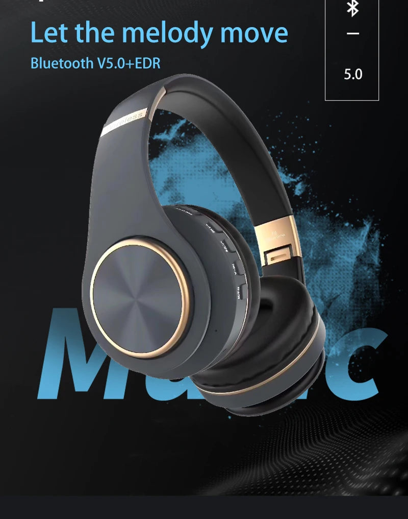 Over-ear Wireless Headphones Bluetooth 5.3 HiFi Stereo Low Latency Noise-canceling Headset Gaming Earphones with ENC Micphone