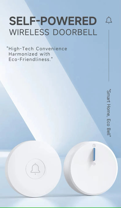 Outdoor Waterproof Circular Self Generating Wireless Doorbell Compatible With Ac 110v-240v Us/Eu Plug Ultra Long Distance Caller