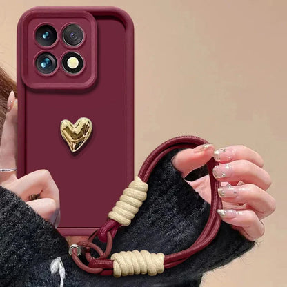 3D Plating Love Heart Phone Case For iPhone 17 16 15 14 13 12 11 Pro Max 17 Air X XS Max XR 7 8 Plus Lanyard Bracelet Soft Cover