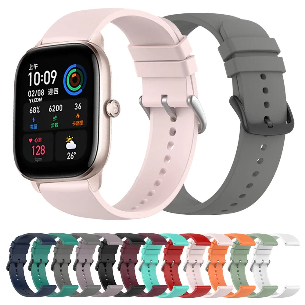 20MM Sport Silicone Strap For Amazfit Bip S Smart Watch Band for Amazfit GTS 4 2 Mini 3 2E Bracelet Bip U/U Pro/ GTR 42mm Correa