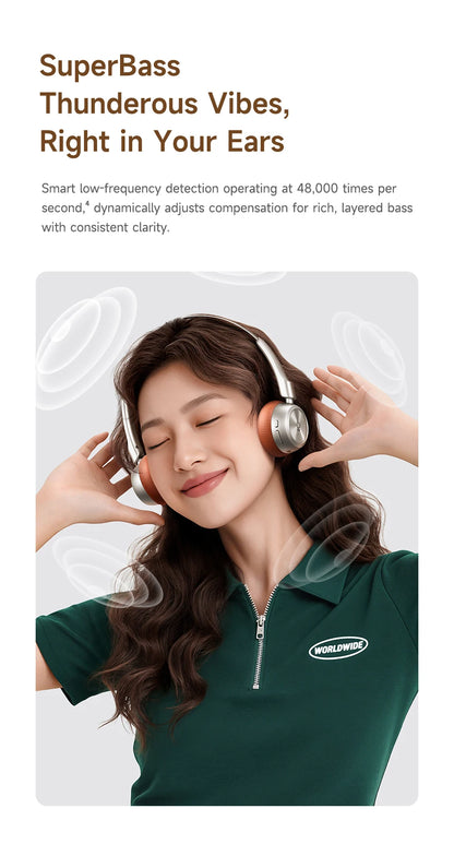 Baseus BH1 Air Wireless Headphones Bluetooth 6.0 ENC Noise Cancellation Lightweight 90g Over Ear Headset 80H Earphone