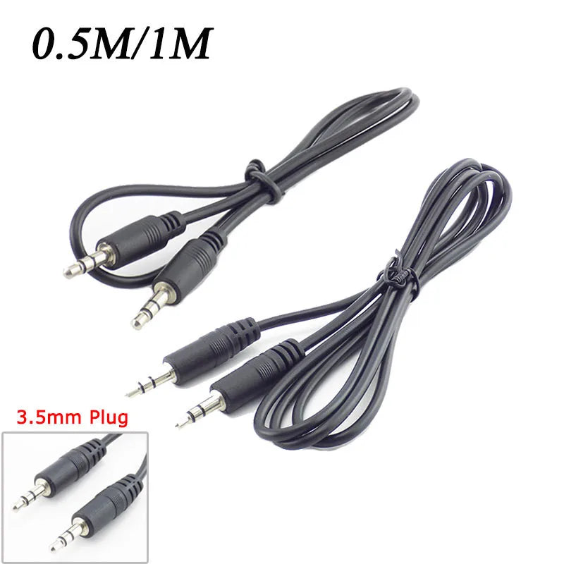 0.5m/1m 3.5mm to 3.5mm Aux Jack Male Extension cord AUX Audio Cable connectors earphone music player Headphones
