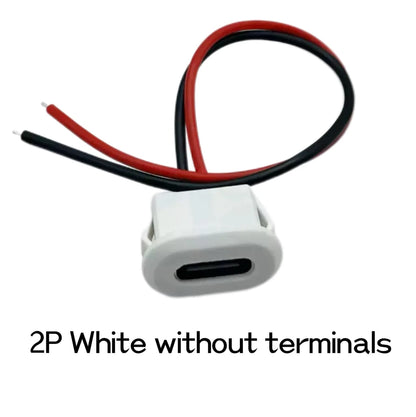 Type C Female Connector Waterproof USB C Female Jack Socket 2 Pin 3A Charging Port Power Cable Extension Direct Crimp Mount