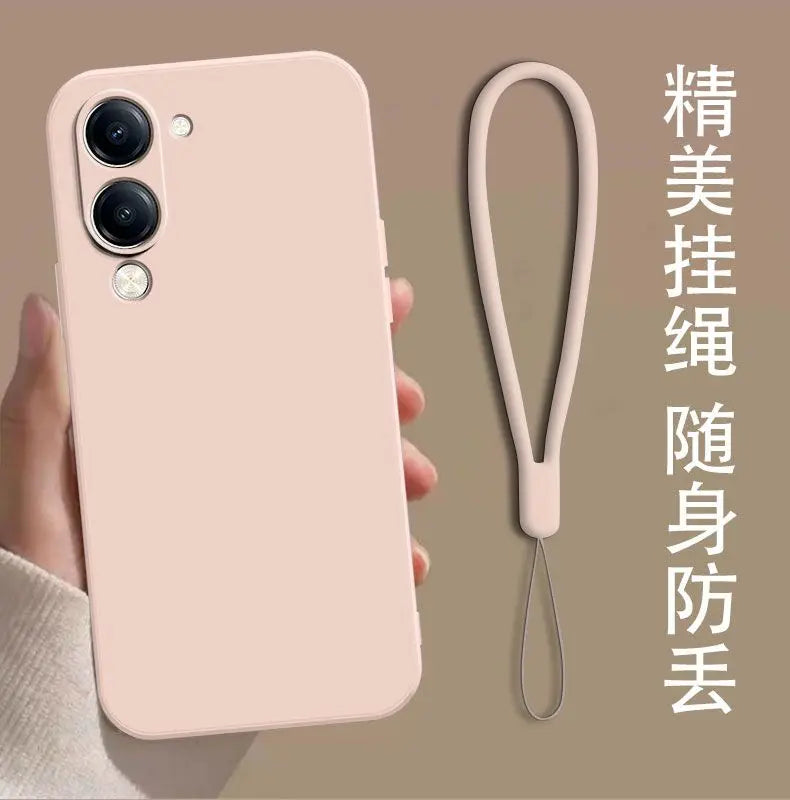 For VIVO Y29S Y19 5G Y04 Y19e 4G Case Simple Skin-friendly Silicone Lanyard Cover for VIVo Y29 s Anti-slip Shockproof Funda