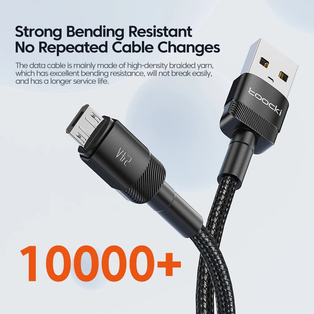 Toocki Micro USB Cable 2.4A Fast Charging Micro Data Cord For Samsung S6 S7 Redmi Note 4 For Headhpone Earphone iPad Micro USB