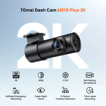 70mai M310 Plus 2K 1440P Dash Cam 143°FOV f/1.55 Large Aperture Smart Voice Control 24H Parking Guard Night Vision Car Camera
