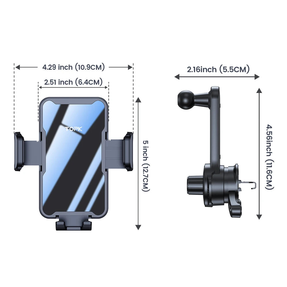 TOPK Car Phone Holder Air Vent Mount for Big Phones Thick Case Friendly iPhone 15 14 13 Pro Max Samsung S24 S23 Ultra Heavy Duty