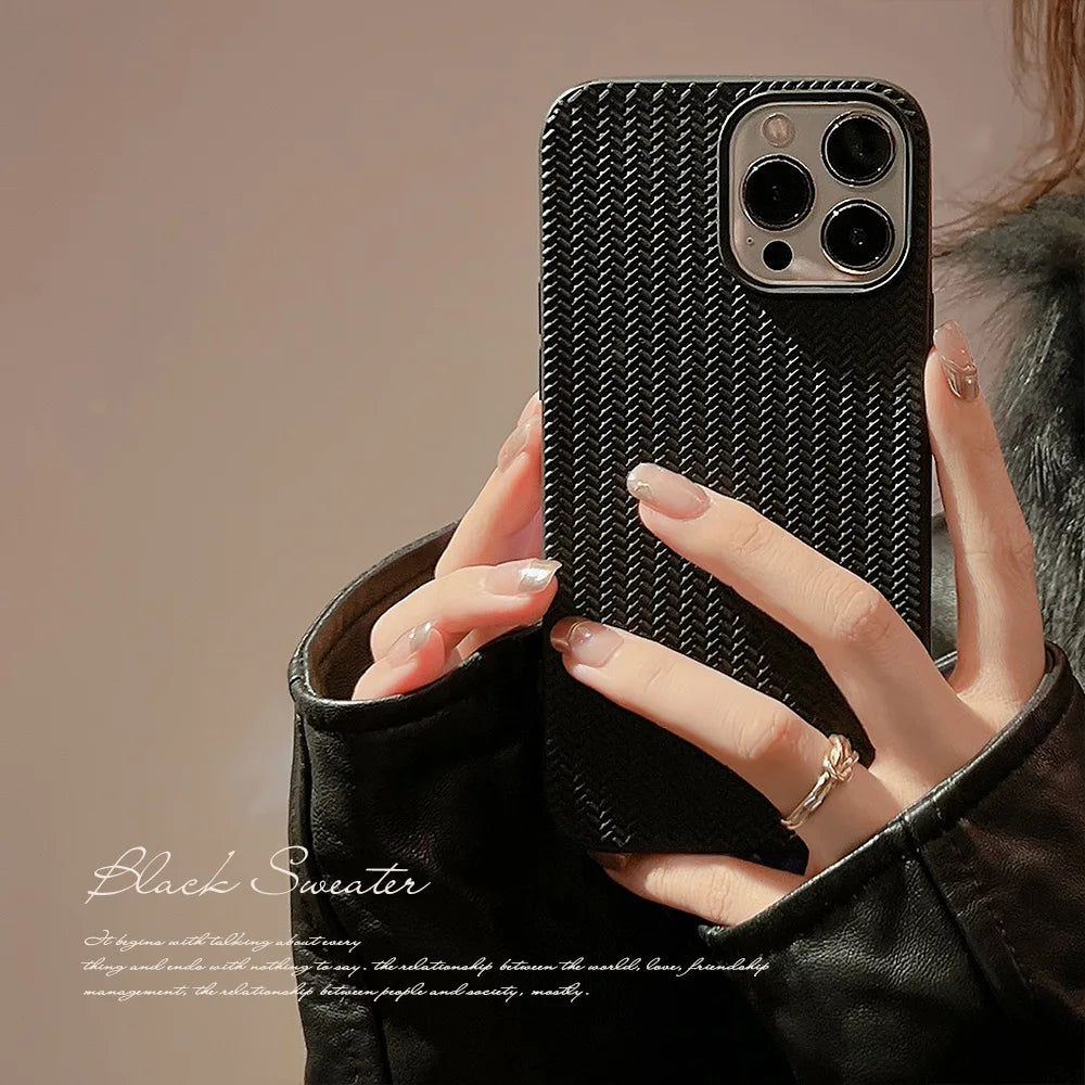 Colored Autumn and Winter Solid Weave Pattern Phone Case For Iphone 14 13 12 11 Pro Max X XR XSMAX 7 8 Plus Fashion New Products