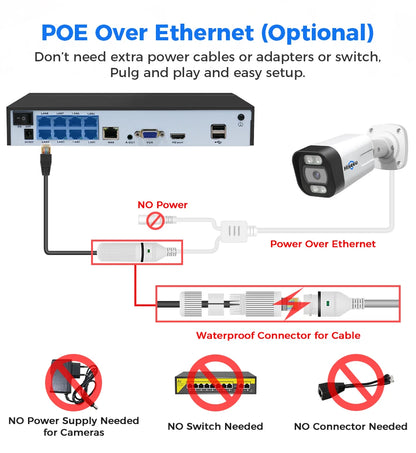 Hiseeu POE 5MP 8MP 4K IP Camera Color Night Vision Face Detection Waterproof H.265 Home Security Surveillance CCTV Cameras