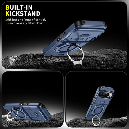 Heavy Duty Rugged Phone Case for Google Pixel 10 9  Pro XL 7 8 9 10 Pro 8A 9A Cases with Sliding Lens Cover Ring Kickstand Funda