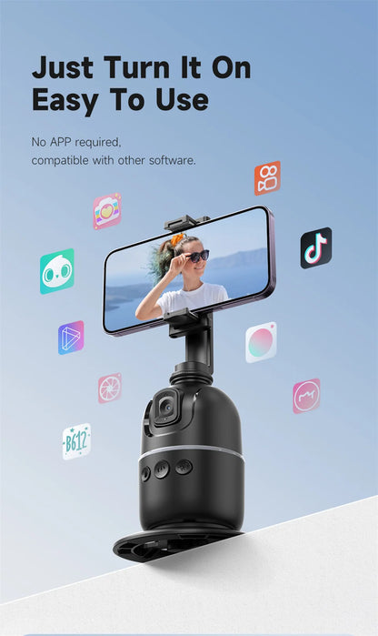Selfie Stick Stabilizer 360° Auto Face Tracking AI Gimbal All-in-One Desktop Phone Holder Tripod for Smartphone Video Vlog Live