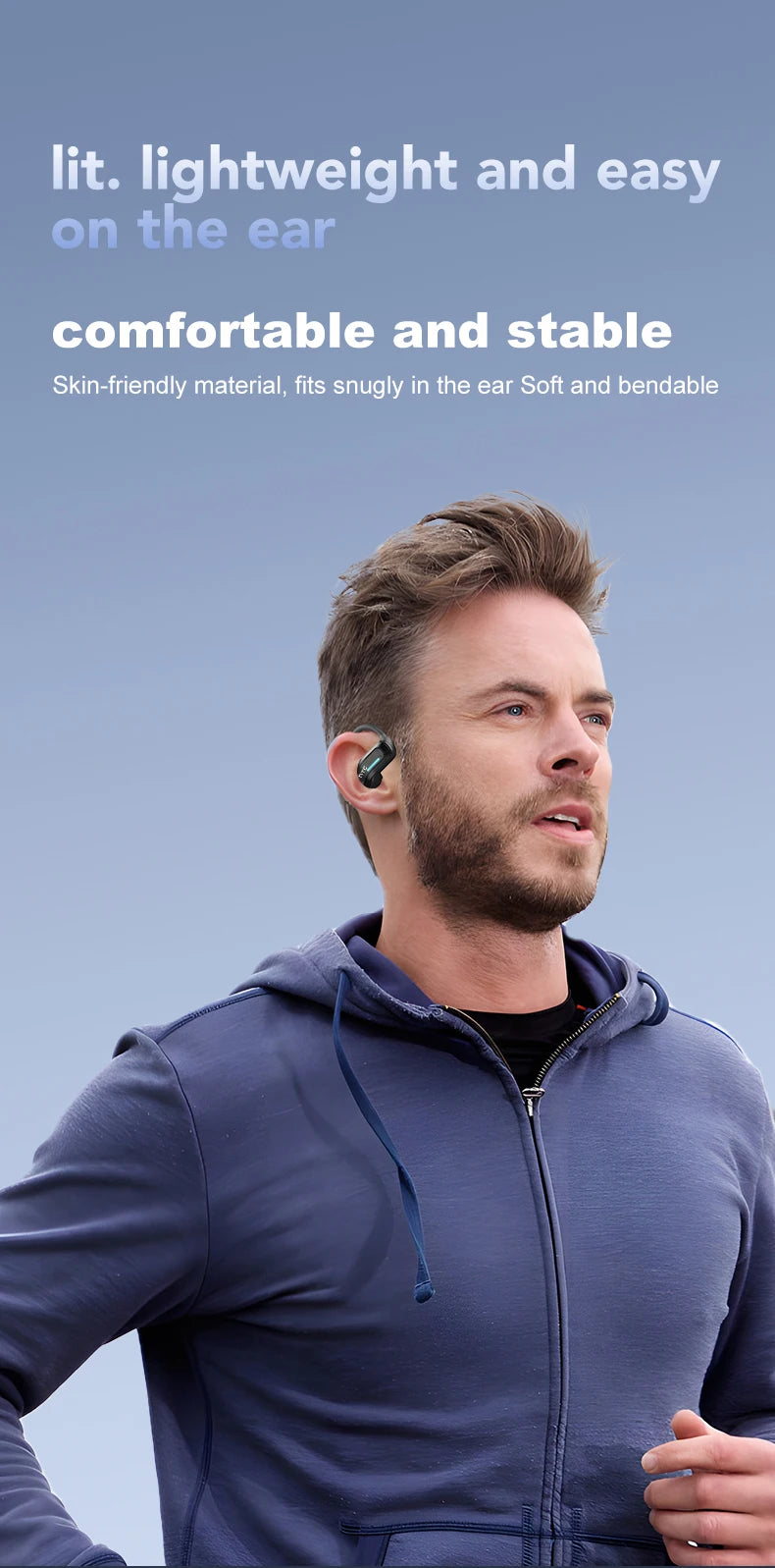 AI Translator Earphone HTC NE02 Open Ear Wireless Bluetooth Headphones Hifi Sound Quality Low Lacenty Sport Earbuds With Mic