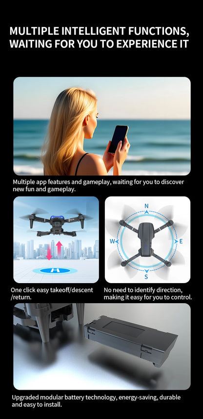 ZNLYRION RC Drone 4K Dual Camera  E99 PRO Optical Flow Obstacle Avoidance Foldable FPV Quadcopter Toy for Beginners