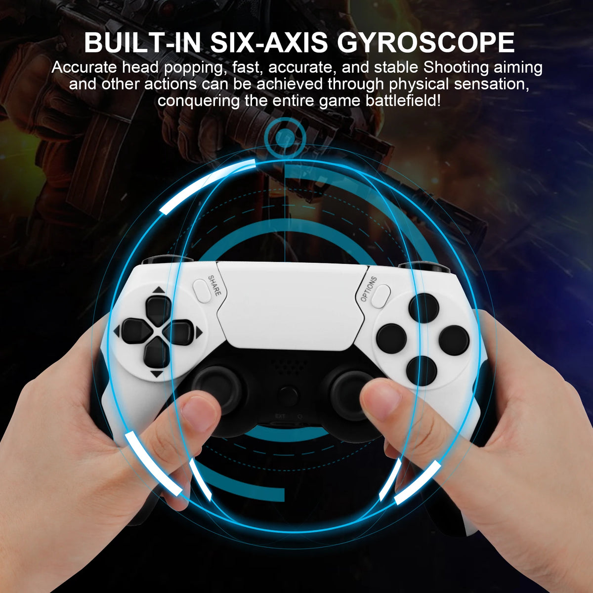 GAMINJA Wireless Controller Dual Vibration Game Joystick Gamepd For PS4 PS3 Console PC Gamepad with 6-axis Gyros