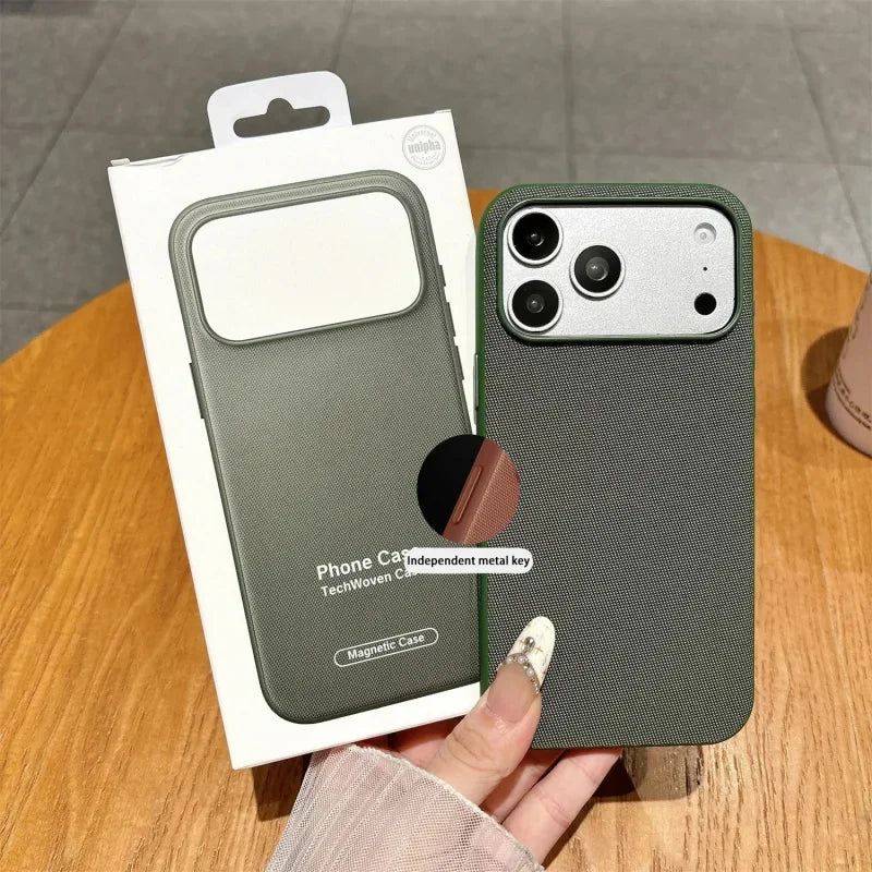Luxury Official Technology Woven Magnetic Case For iPhone 18 17 16 15 14 13 Pro Max For Magsafe Technical Fabric Original Cover
