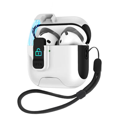Magnet Security Lock Cover for Airpods 4 ANC Case With Lanyard Full Body Protection Shockproof Charging Cases For Airpods Pro 2