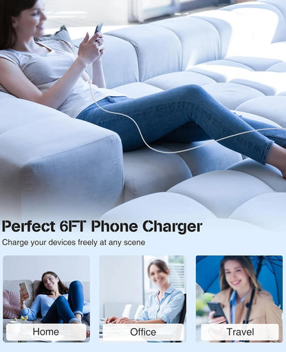 2 Set 40W PD USB C Fast Charger With 6FT Type C Cable Wall Charger Adapter Block Set For iPhone 17 17 Air 16 15 Pro Max iPad