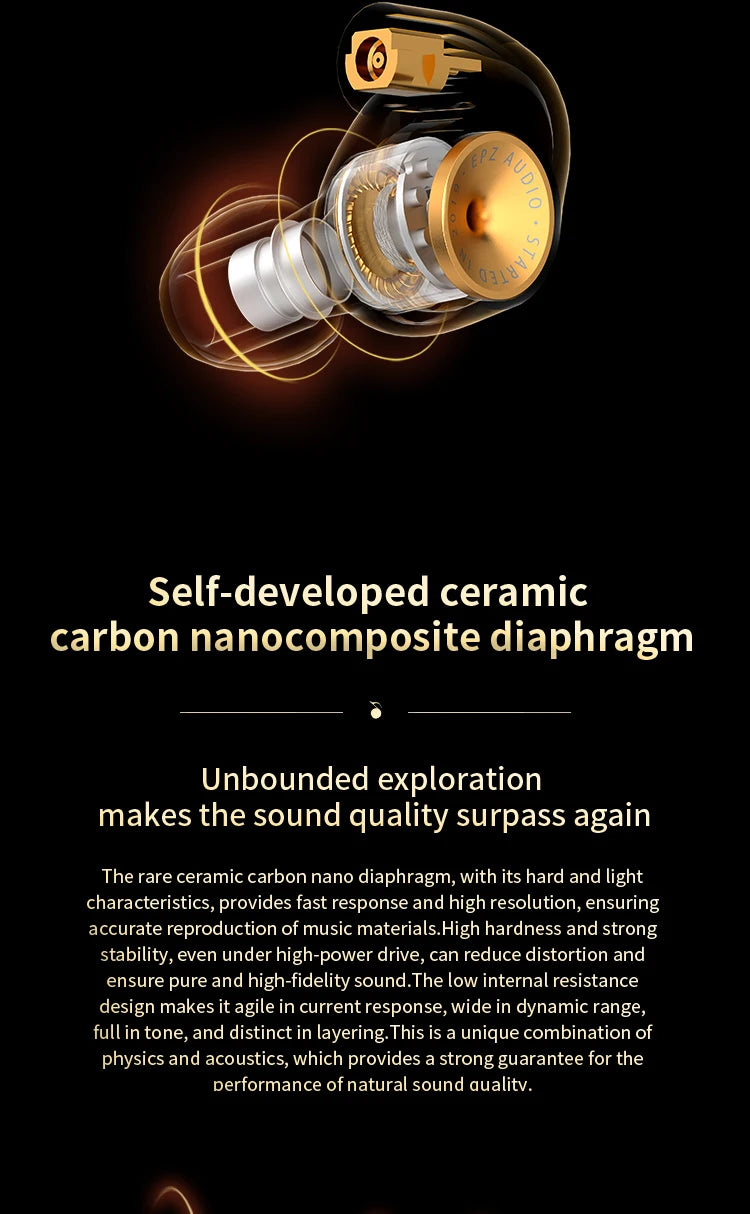 EPZ Q5 Earphones Wired HIFI Ceramic Carbon Nano Moving Coil IEM In Ear Monitor MMCX Detachable Cable Earbuds Gaming Headset
