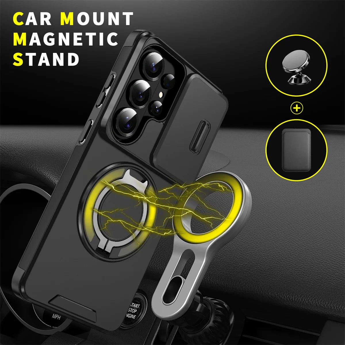 Phone Case for Samsung Galaxy S26 S23 S22 S21 Ultra S26 Edge S26 S25 S24 Plus S25 FE 360 Degree Rotating Magnetic Bracket Cover