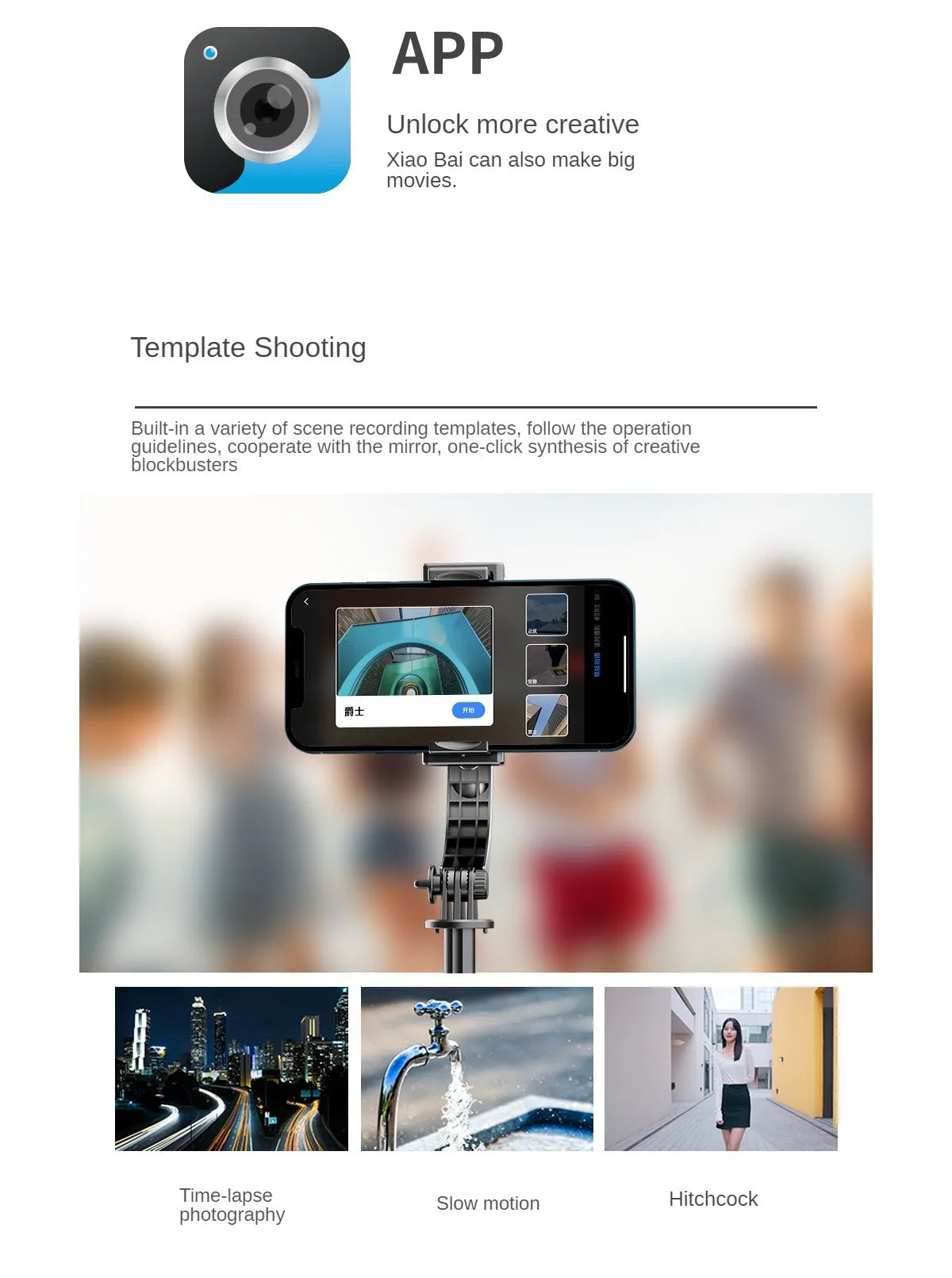 Mobile gimbal Stabilizer Foldable with Tripod Stand, Anti-Shake Function and Phone Holder for Live Streaming and Selfie Stick