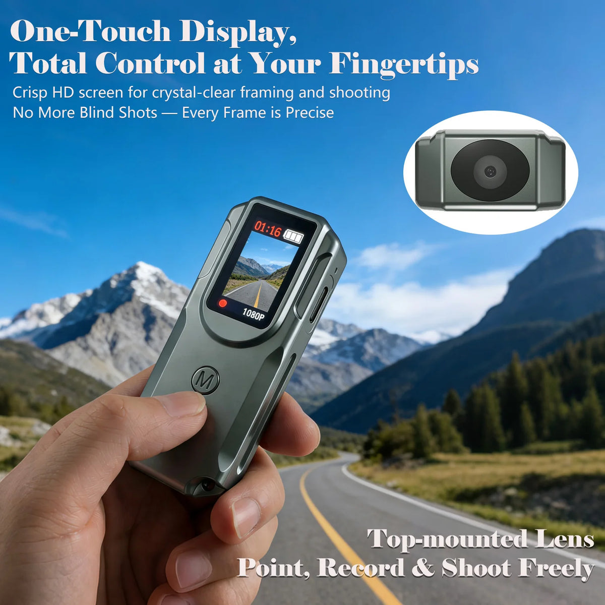 Finger-Tip Cameras, Compact Portable Action Cameras, With Display, Full HD Mini Pocket Vlogging Camera