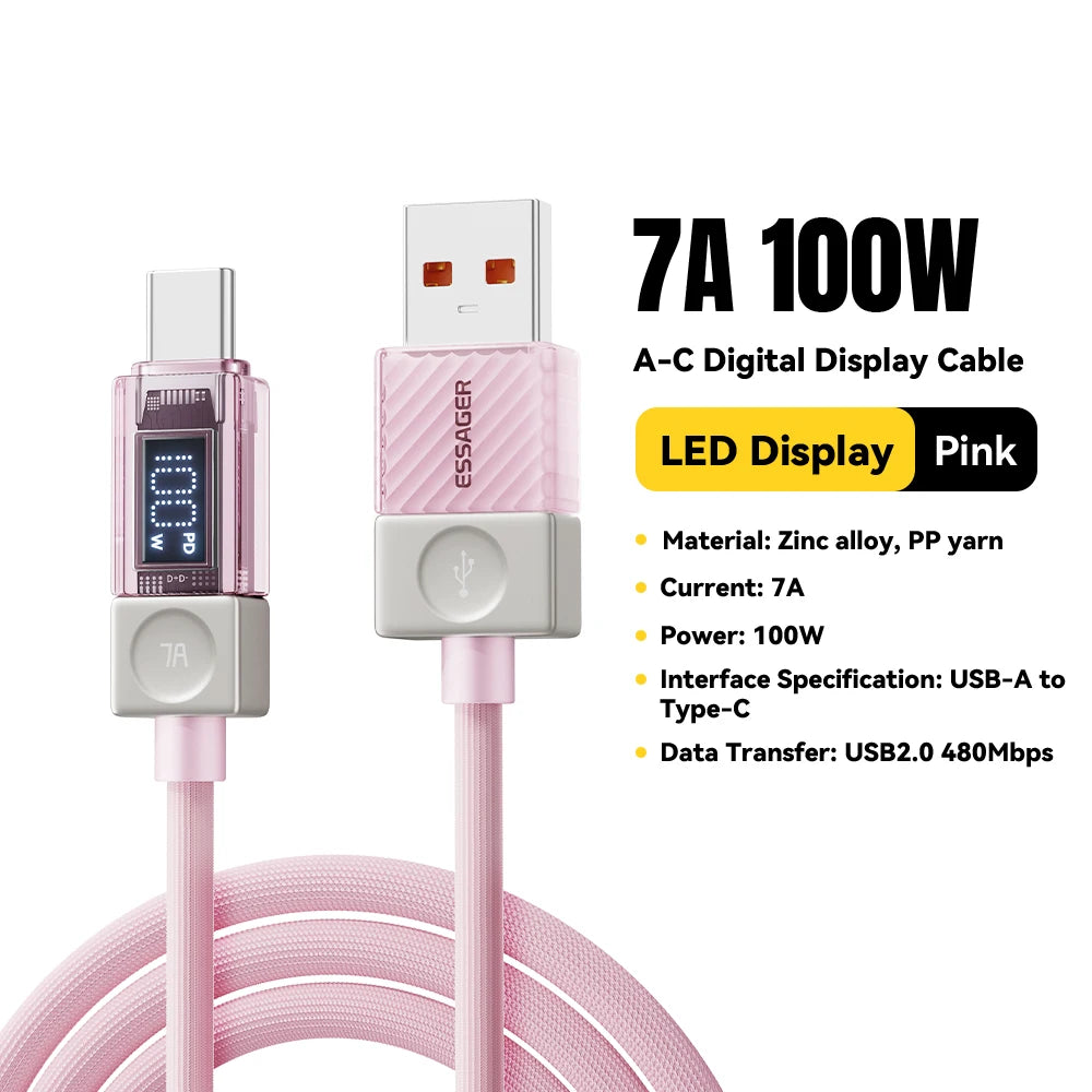 Essager 240W USB C Cable for iPhone 18 17 16 Plus Pro Max Macbook iPad Supercharge Fast Charger Type C Cable for Xiaomi Samsung