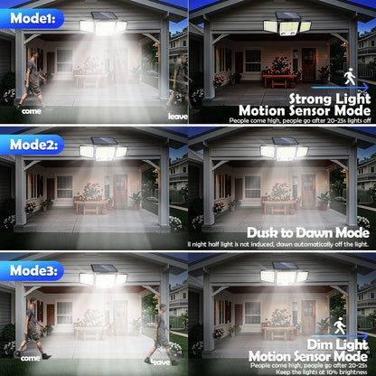 236/366LED Solar Motion Sensor Lights Outdoor Waterproof Solar Floodlight Wall Light 3  Mode Solar Security Lights Garden Yard P