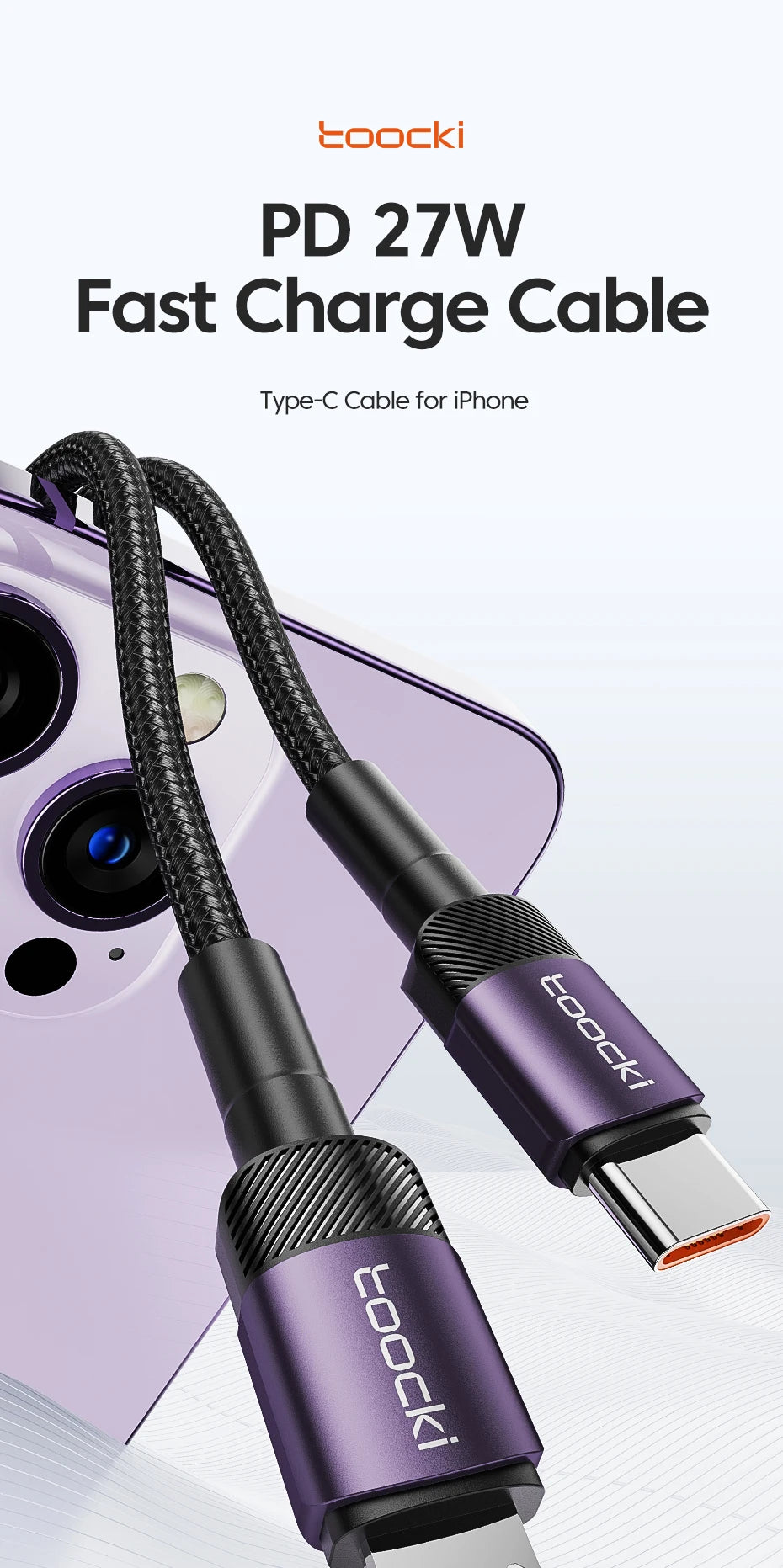 Toocki PD 20W USB C To Lightning Cable For iPhone 14 13 12 11 Pro XS 8 Type C To Lightning Cable Data Wire Fast Charging Cable