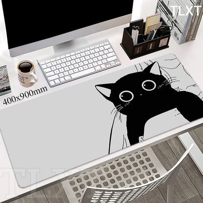 Cat Locking Edge Mouse Mats Cute Large Rubber Mouse Pad Gaming Mousepads Gamer Mousepad Black Desk Pads Office Keyboard Mat