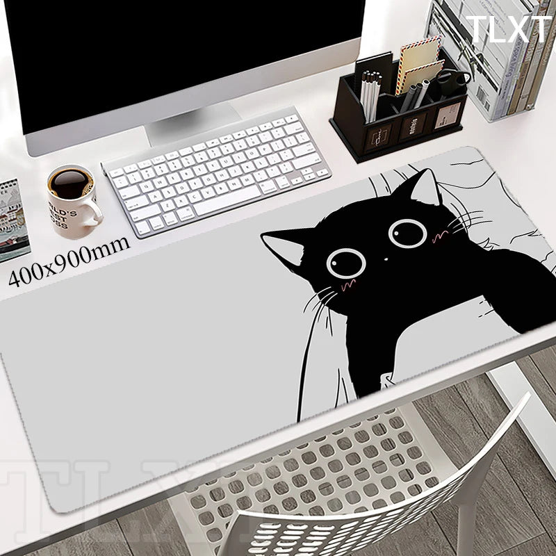 Cat Locking Edge Mouse Mats Cute Large Rubber Mouse Pad Gaming Mousepads Gamer Mousepad Black Desk Pads Office Keyboard Mat