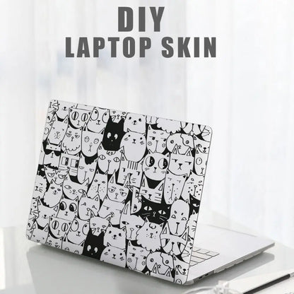 DIY 15inch Laptop Stickers Skins Cute Cat A+C Side Notebook Computer Cover Skin for Macbook /HP / Dell / Lenovo / Acer / ASUS