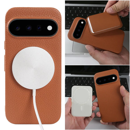Genuine Leather Magnetic Case for Google Pixel 11 Pro Pixel 10 9 7 8 6 Full Protection Magnet for Magsafe Cases Shockproof Cover